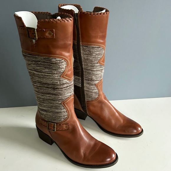 FORTRESS OF INCA Shoes - Anthropologie Fortress of Inca Boots Size 8 Western Leather Woven Patchwork Peru